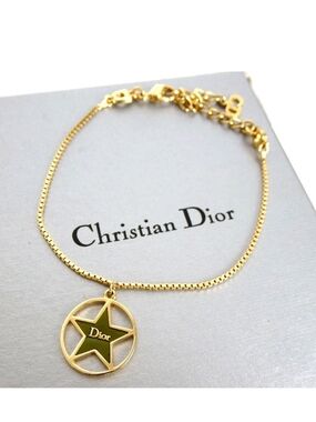 Dior Gold and Olive Star Pendant Bracelet